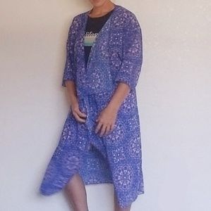 Lularoe Long Cardigan Blue & Pink